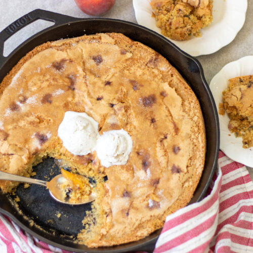 dairy free cobbler cake with two slices