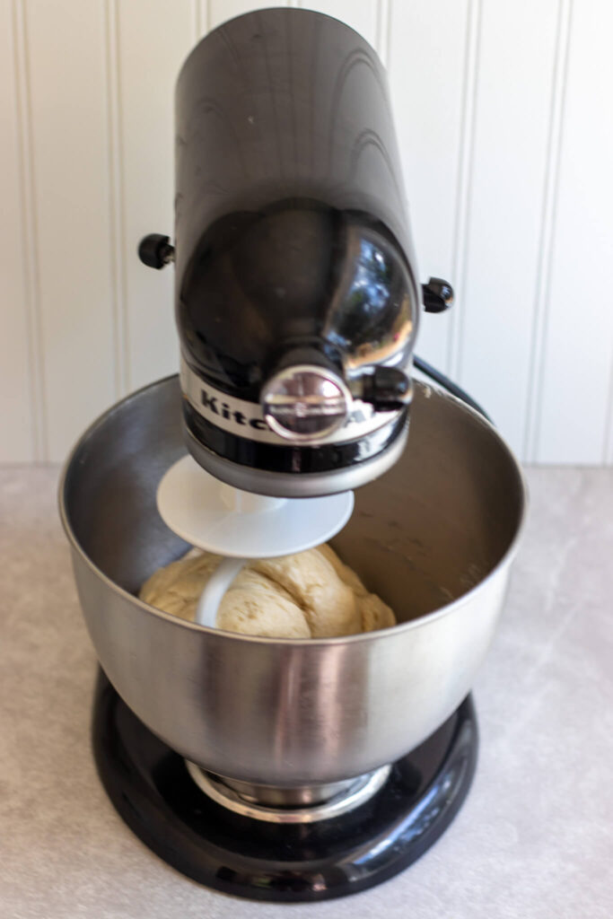 lard tortillas ingredients in a kitchenaid