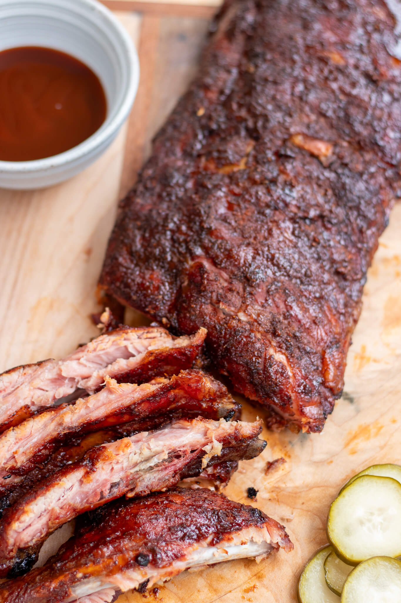 smoked ribs with some cut up