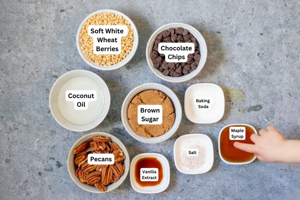 ingredients for chocolate pecan pie bars