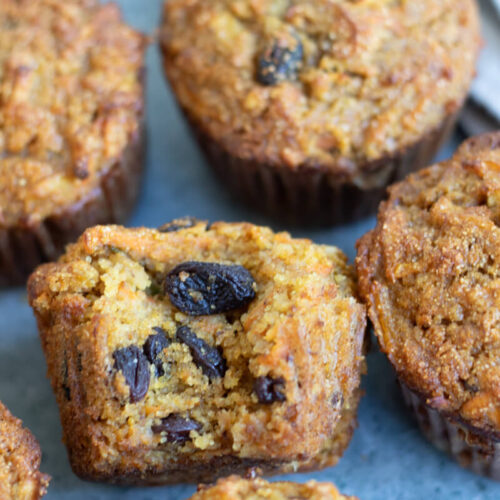 morning glory muffins with a bite taken out