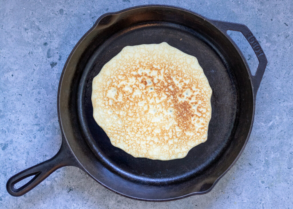 sourdough crepe in a pan