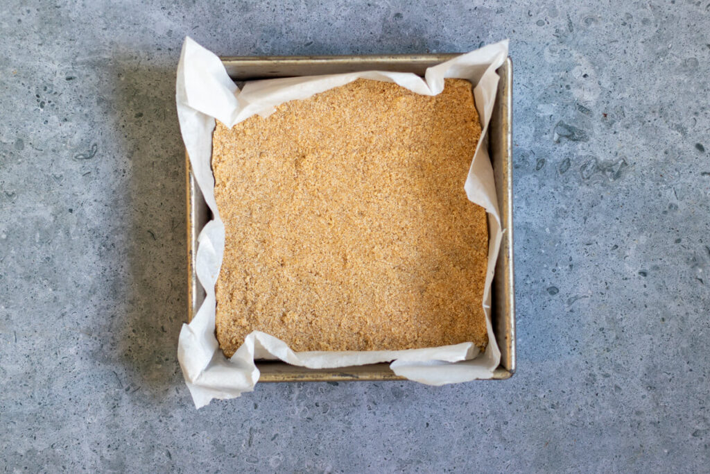 crust ingredients in a baking pan